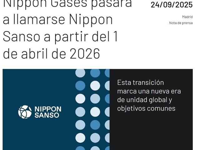 Nippon Gases pasará a llamarse Nippon Sanso a partir del 1 de abril de 2026